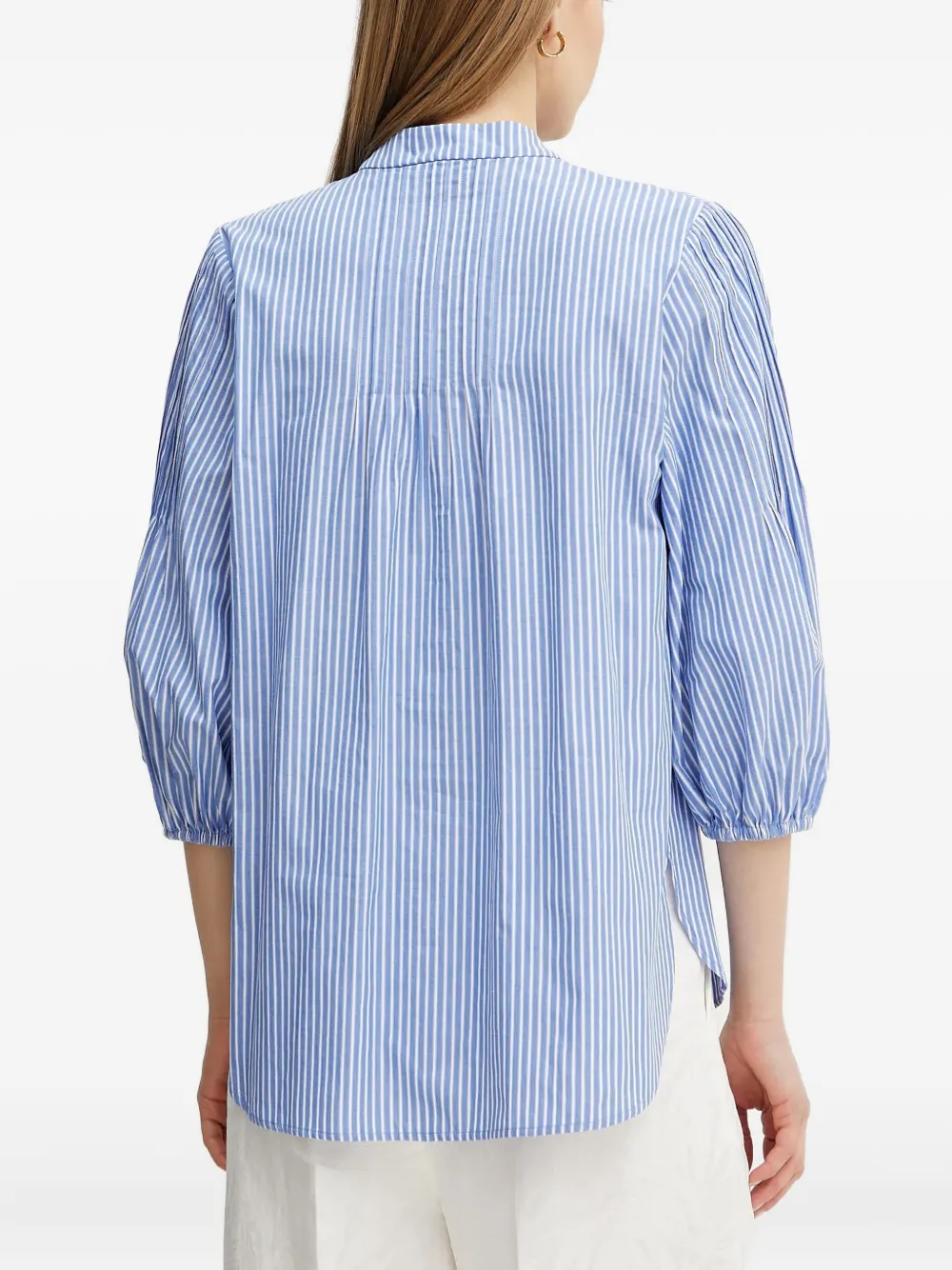 LUISA SPAGNOLI Gestreepte blouse met pompondetail Blauw
