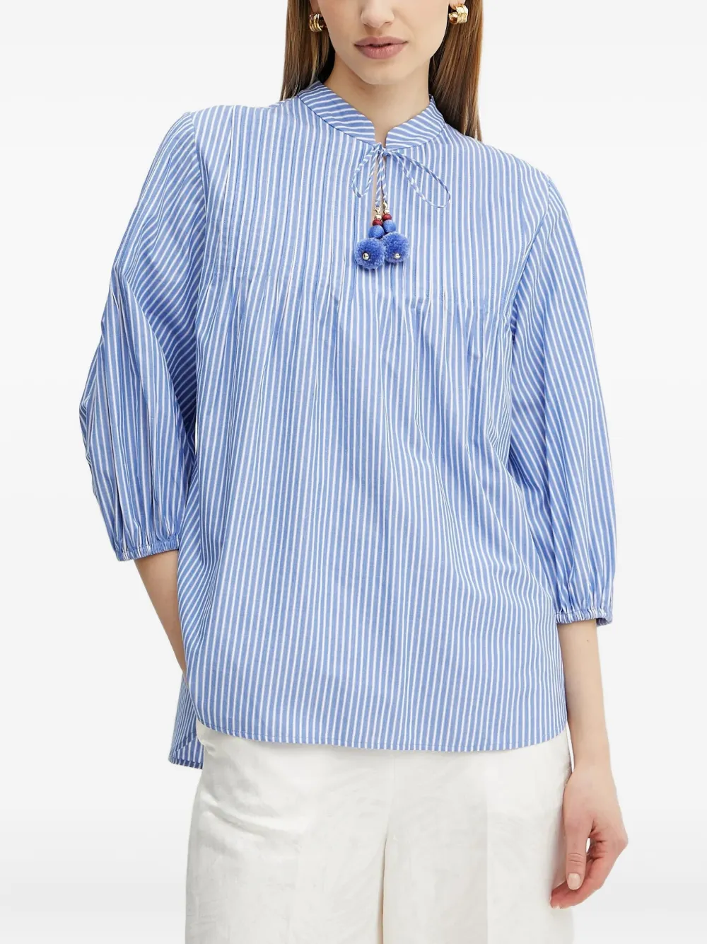 LUISA SPAGNOLI striped pompom-detail blouse | Blue | Image 1