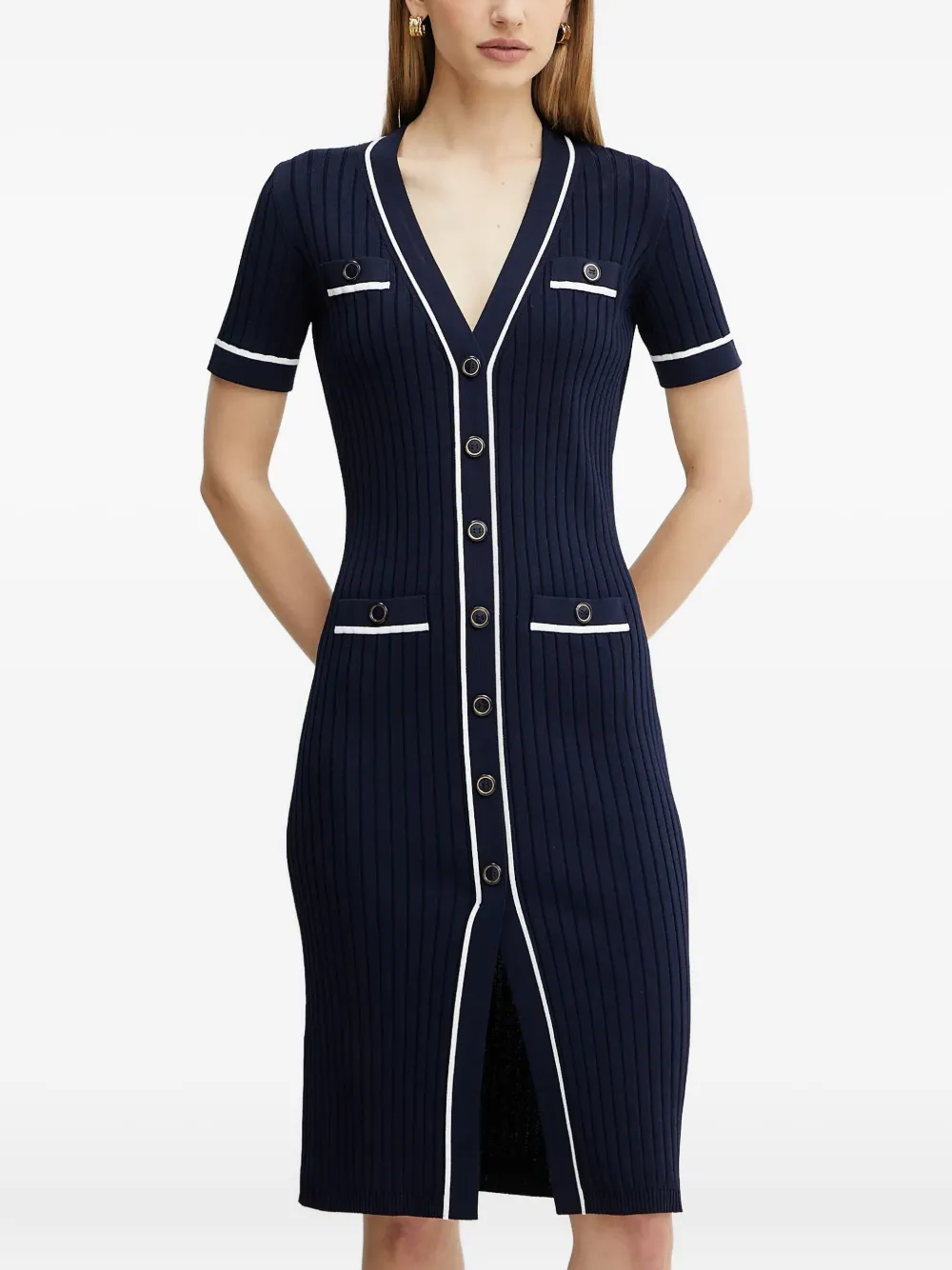 LUISA SPAGNOLI ribbed button-front dress | Blue | Image 1