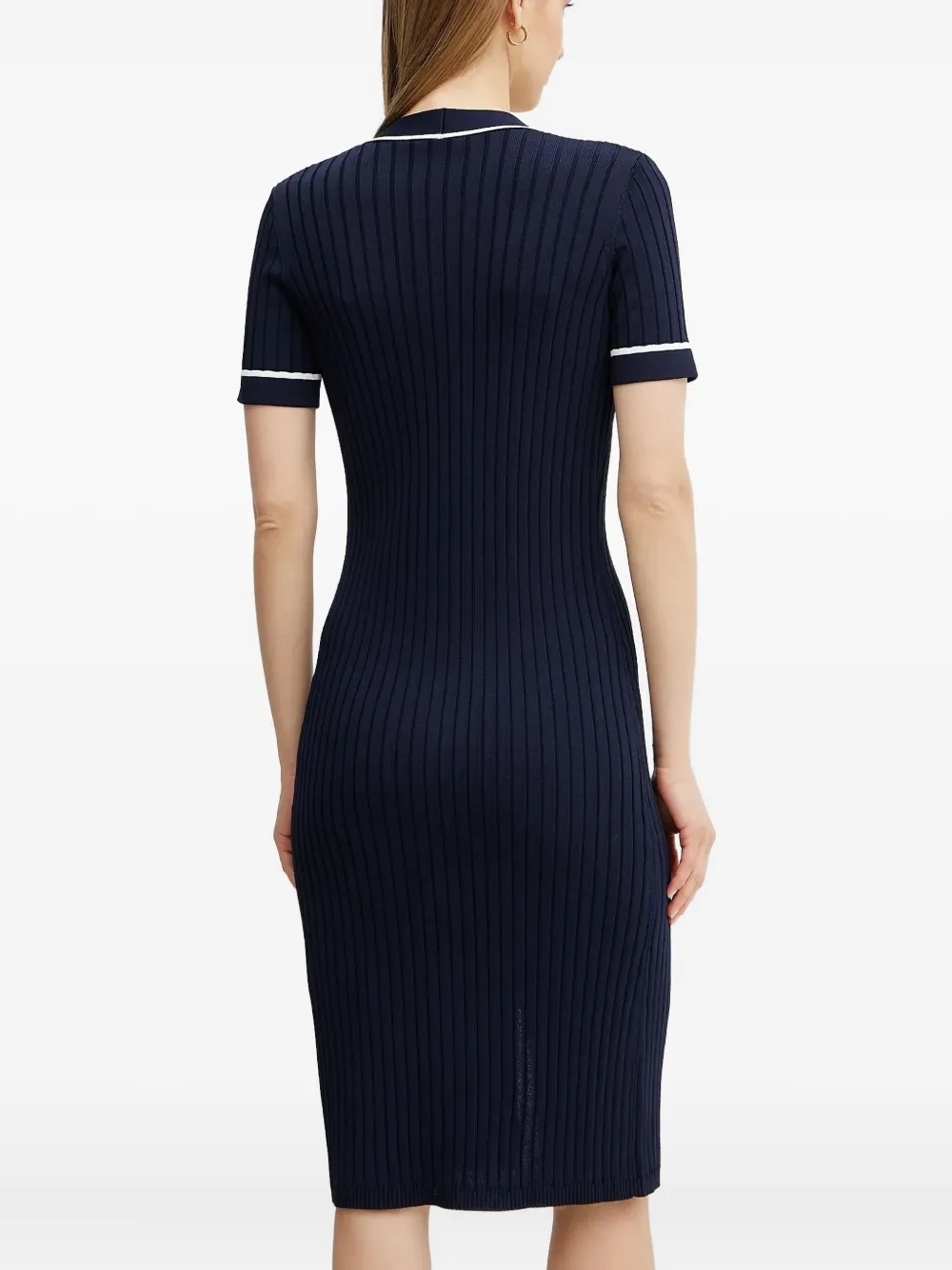 Luisa Spagnoli Ribbed Button-front Dress In Blue