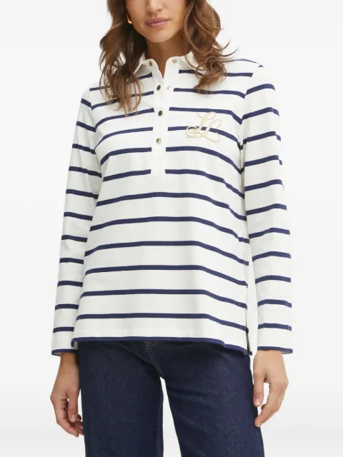LUISA SPAGNOLI striped embroidered polo top