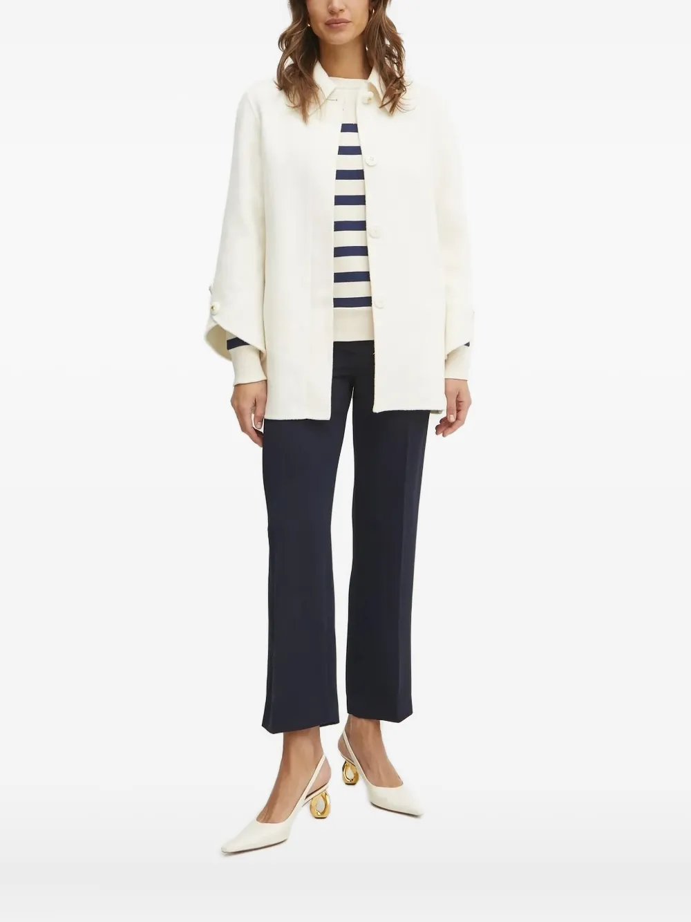 LUISA SPAGNOLI embroidered striped sweatshirt | White | Image 1