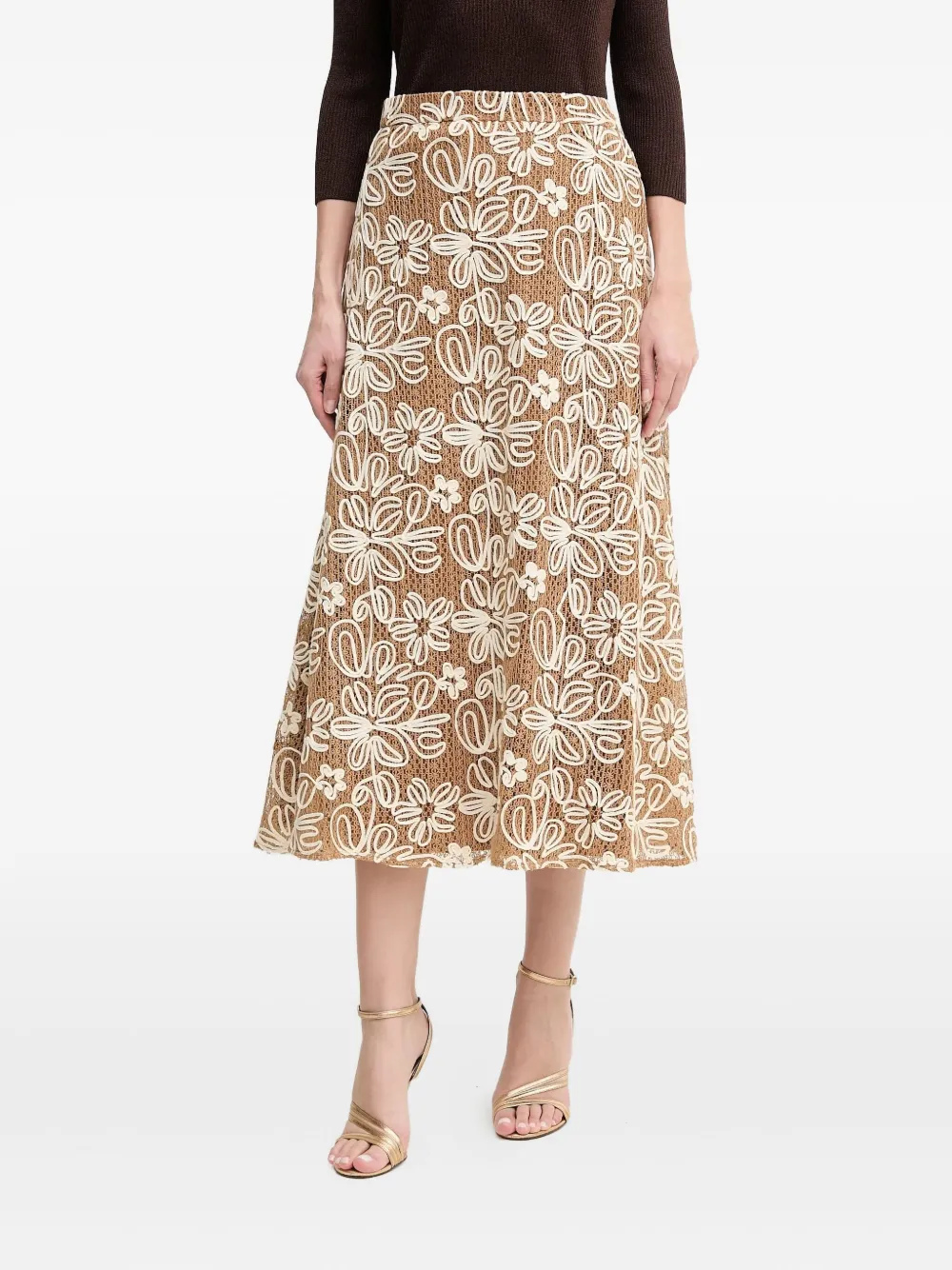 floral embroidered skirt