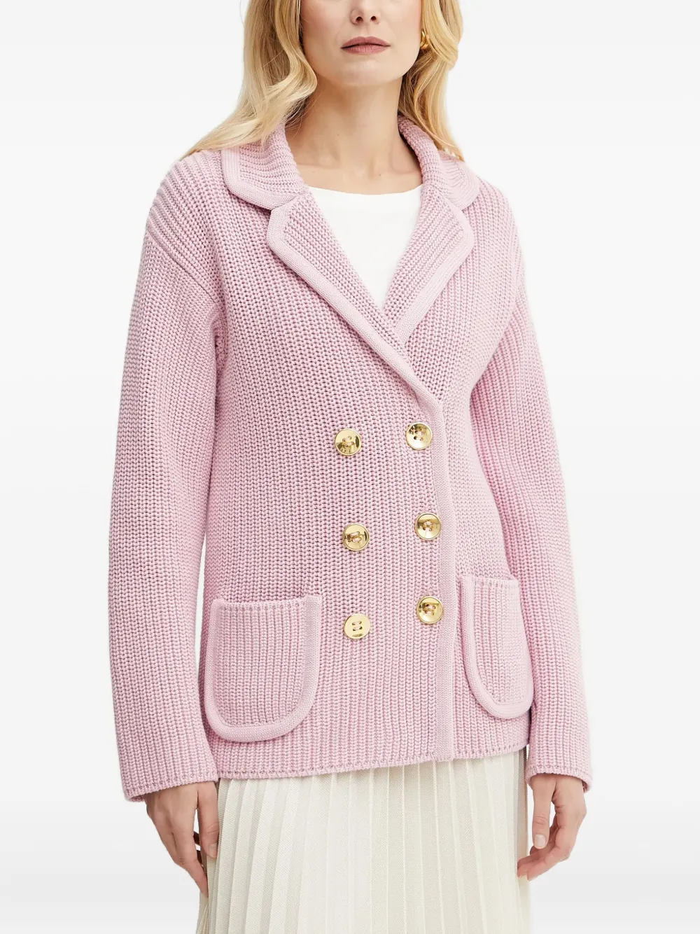 LUISA SPAGNOLI double-breasted pocket cardigan | Pink | Image 1