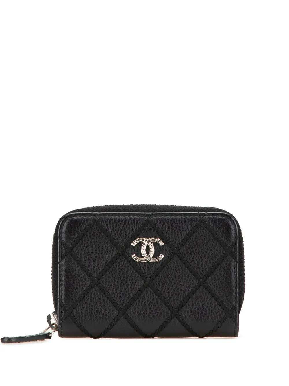 CHANEL Pre-Owned 2014 ココマーク マトラッセ ワイルドステッチ ジップ パース コインケース - ブラック CHANEL Pre-Owned 2014 ココマーク マトラッセ ワイルドステッチ ジップ パース コインケース - ブラック