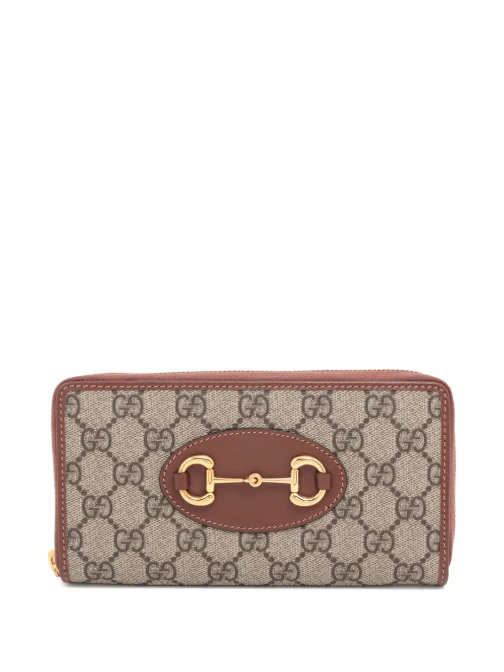 Pre-owned Gucci Gg Supreme Horsebit Zip Wallet