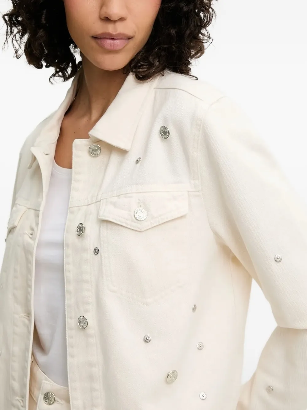 MOSCHINO JEANS embellished denim jacket Beige