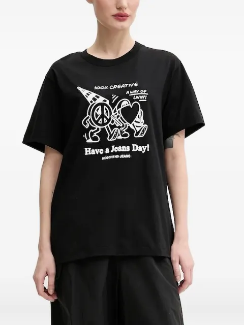 MOSCHINO JEANS graphic-print crew-neck T-shirt