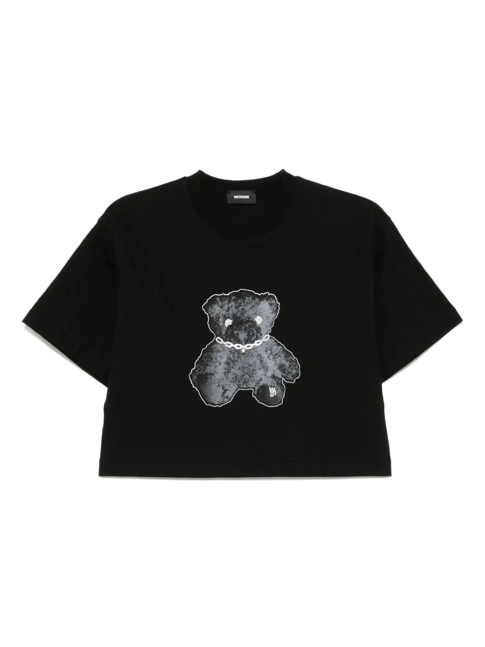 We11done Cropped T-shirt met halsketting Zwart