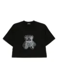 We11done cropped necklace teddy t-shirt - Black