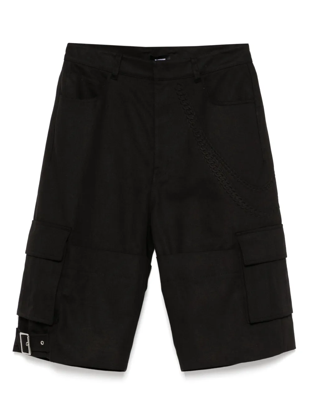 We11done embossed-detail cargo shorts | Black | Image 1