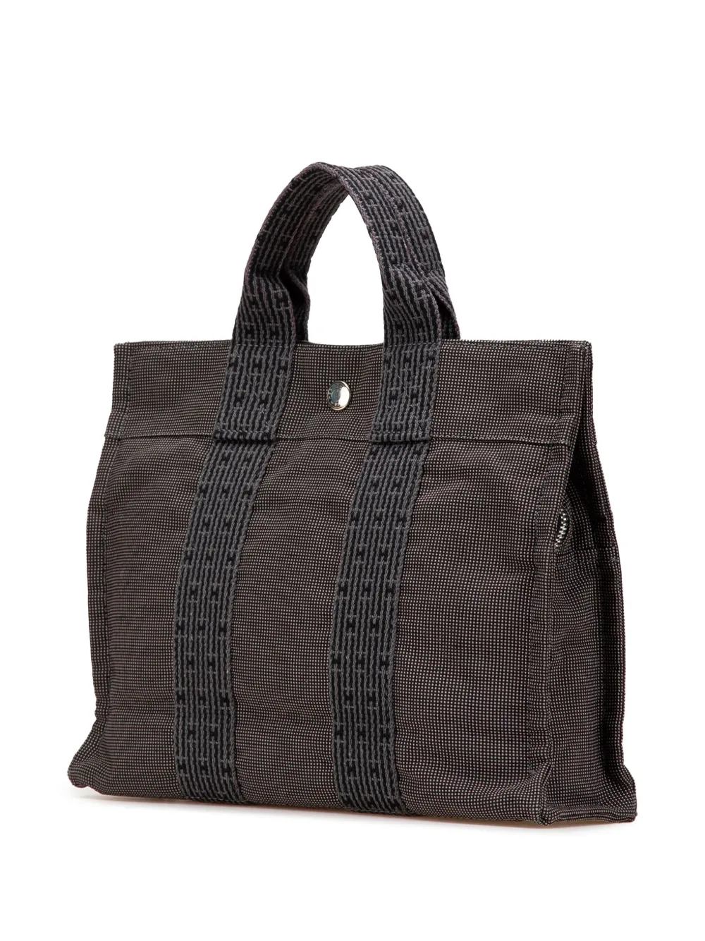 Pre-owned Hermes 1990-2010 Toile Herline Pm Handbag In Gray