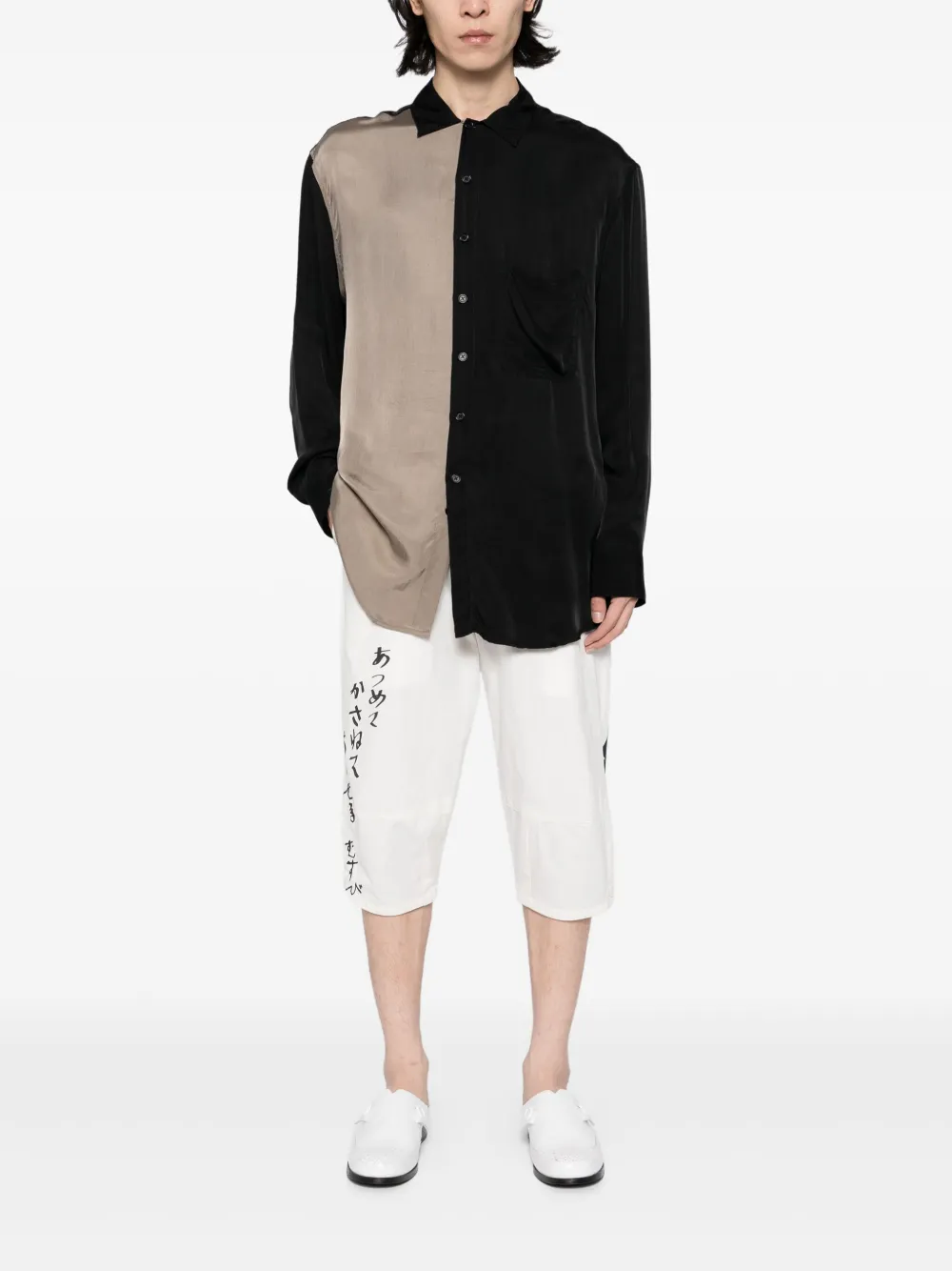 Yohji Yamamoto Shorts met print en pijldetail - Wit