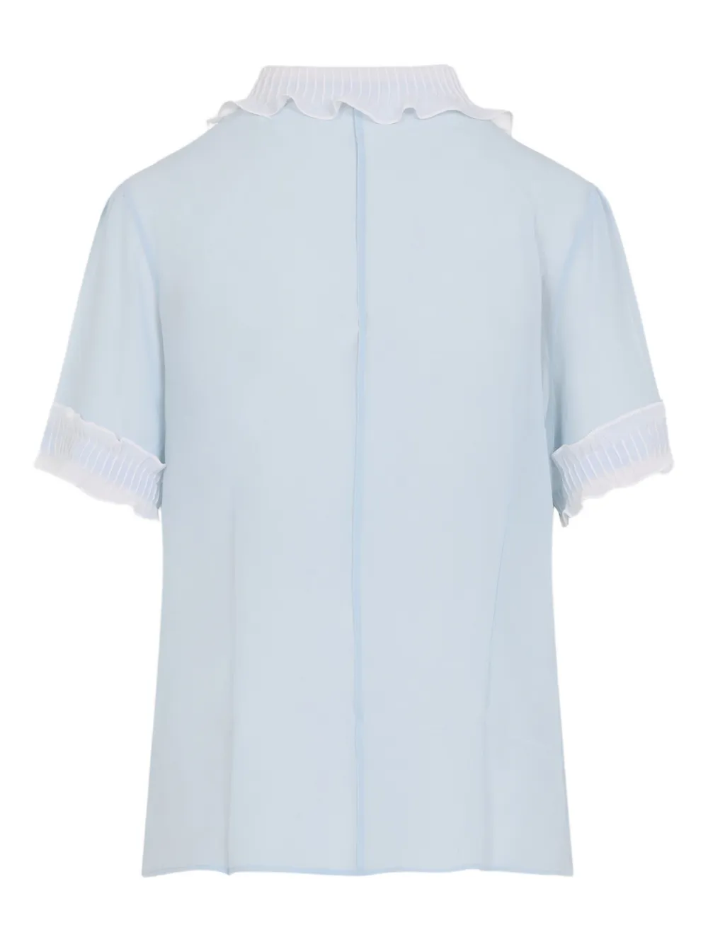 Jil Sander ruffled silk shirt - Blauw