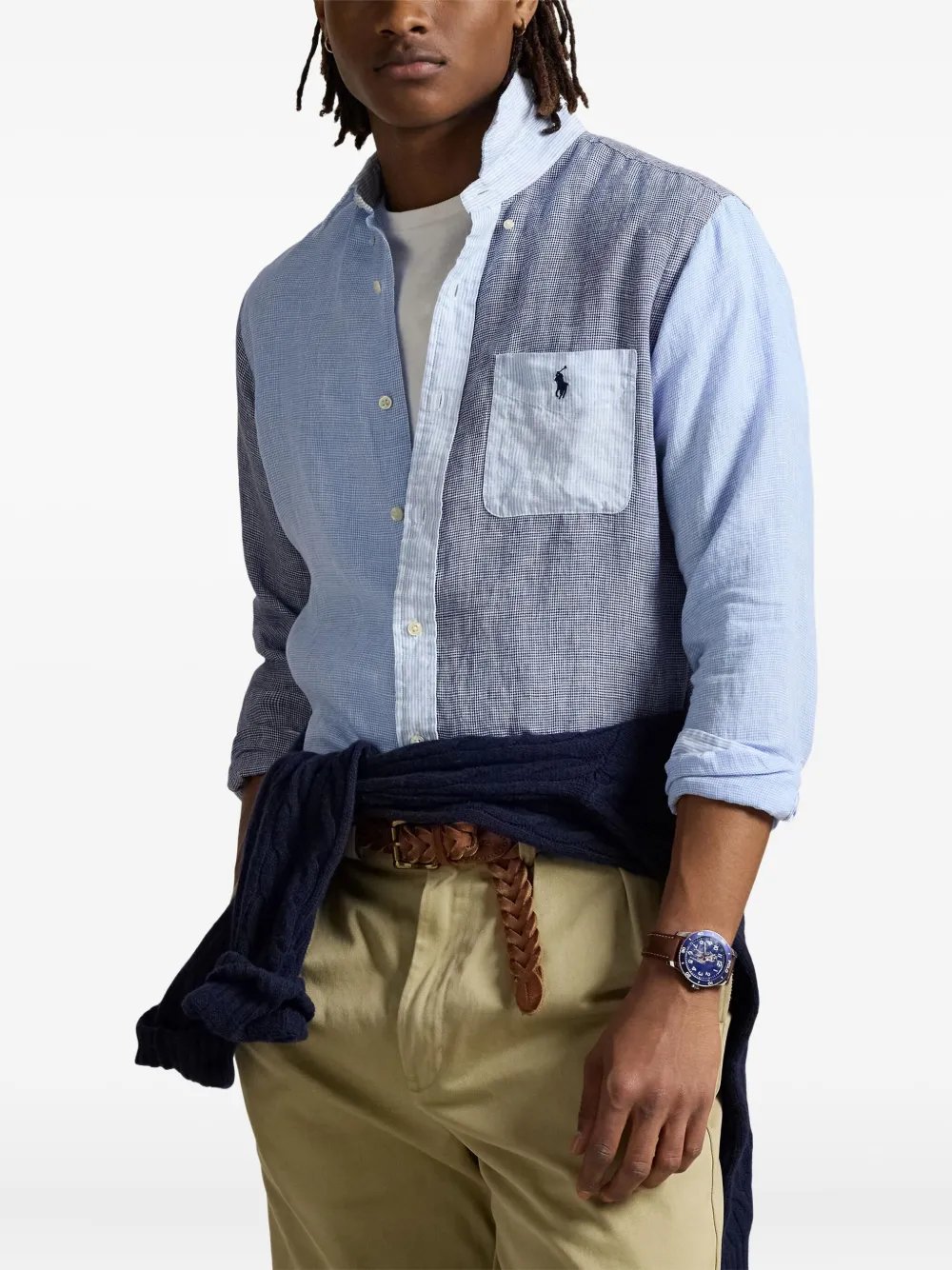 Polo Ralph Lauren Overhemd met knopen en colourblocking Blauw