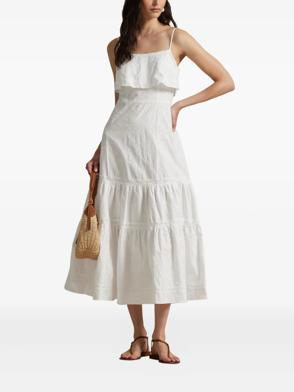 Polo Ralph Lauren Jurk met ruches Wit