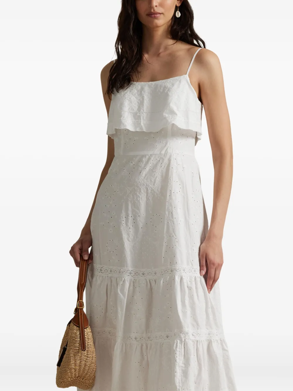 Polo Ralph Lauren Jurk met ruches Wit
