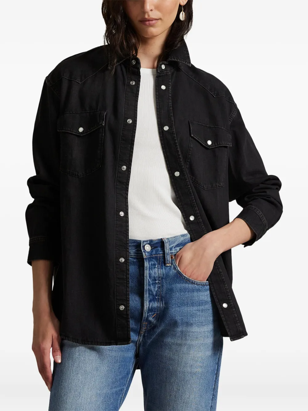Polo Ralph Lauren Denim blouse Zwart