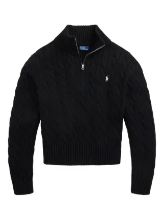 Polo Ralph Lauren ケーブルニット ハーフジップ セーター | ブラック