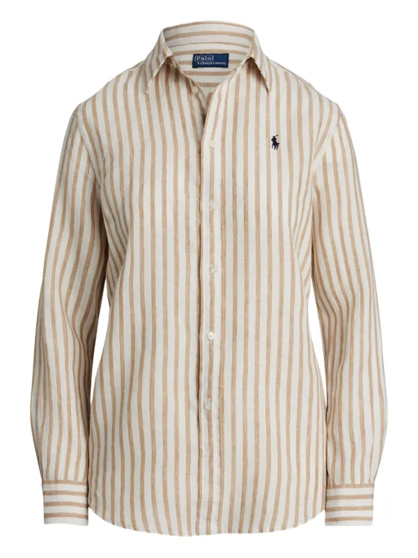 Polo Ralph Lauren Striped button-up Shirt Neutrals FARFETCH PH