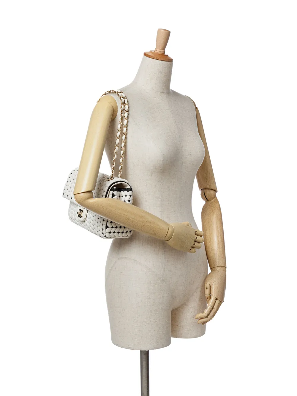 CHANEL Pre-Owned 2019 Medium Calfskin and Wool Knit Single Flap shoulder bag | Pre-Owned | Image 2