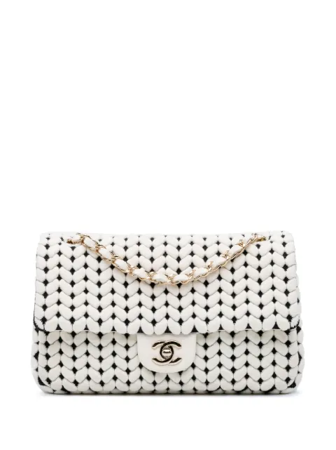 CHANEL Pre-Owned 2019 Medium Calfskin and Wool Knit Single Flap shoulder bag
