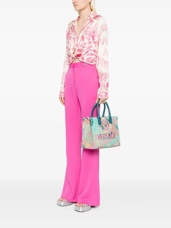 Versace Small Barocco La Medusa Tote Bag | Blue | FARFETCH