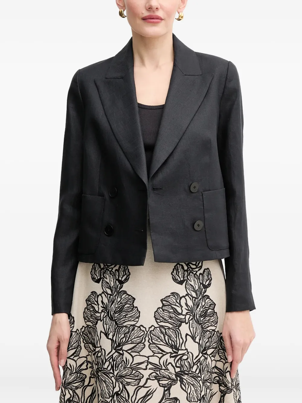 double-breasted linen jacket