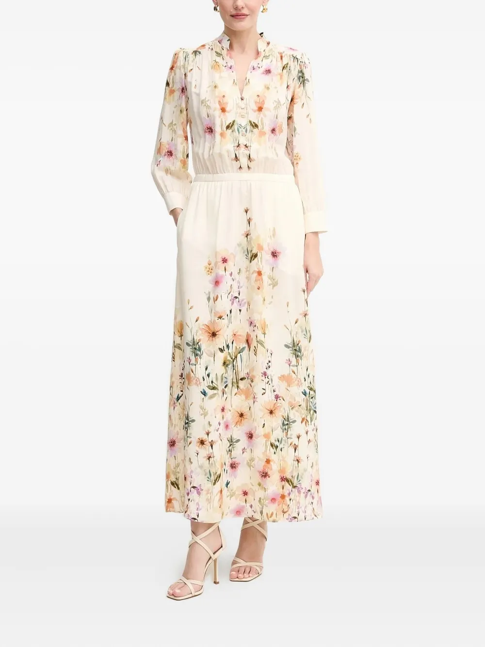 LUISA SPAGNOLI Maxi-jurk met bloemenprint - Beige
