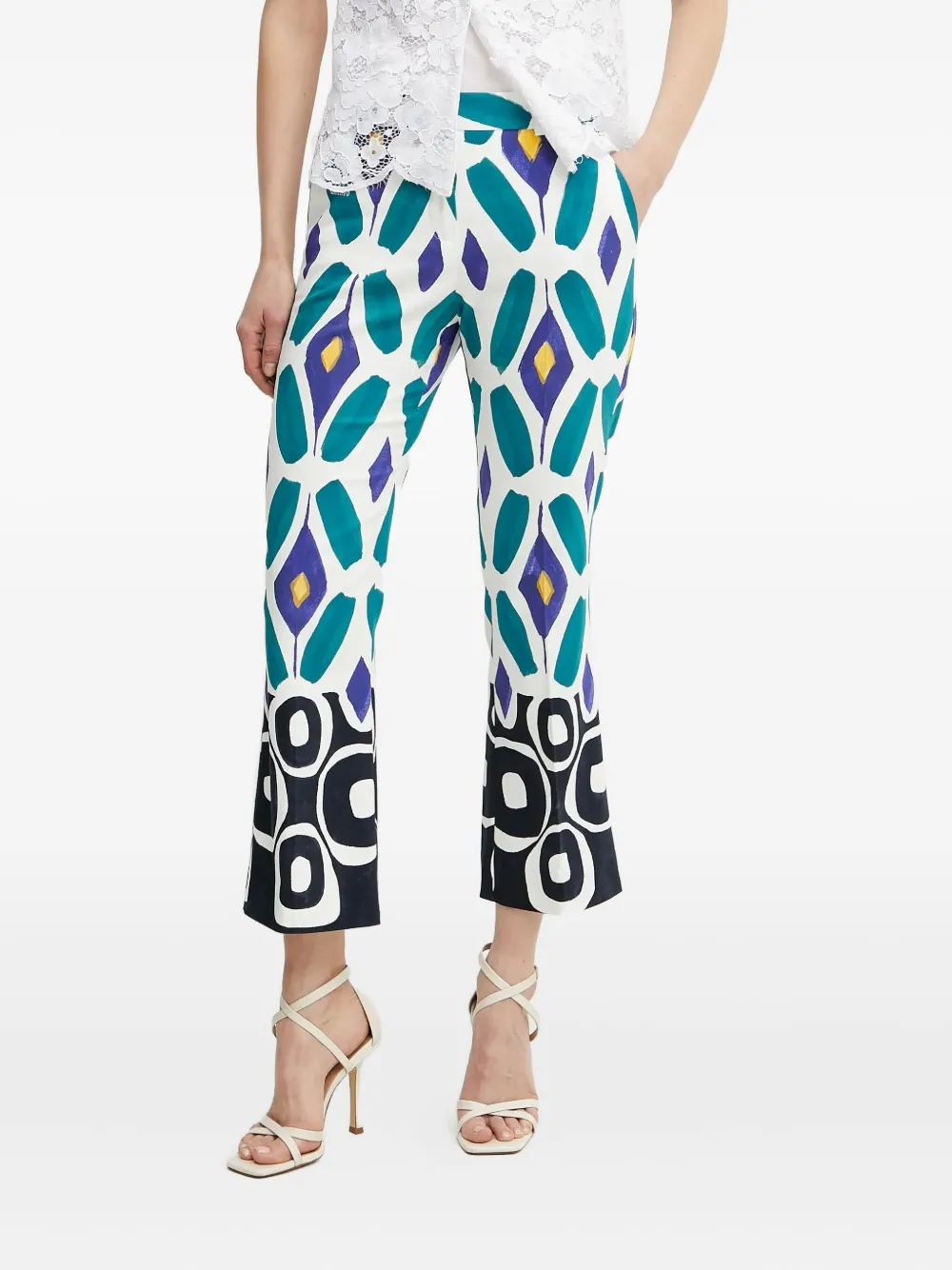 abstract-print flared trousers
