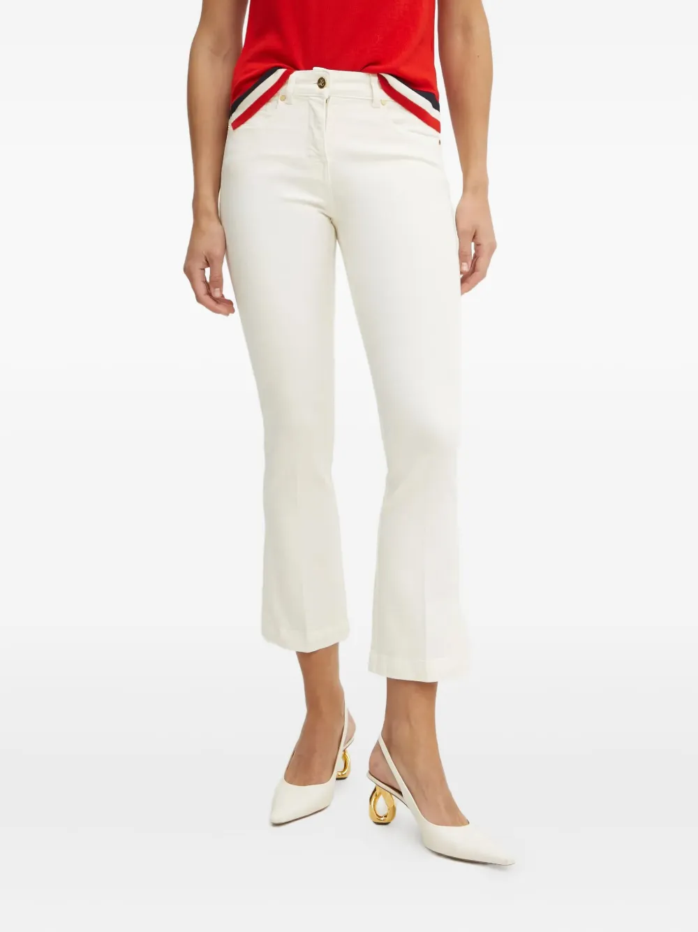 Luisa Spagnoli Logo-plaque Flared Jeans In White