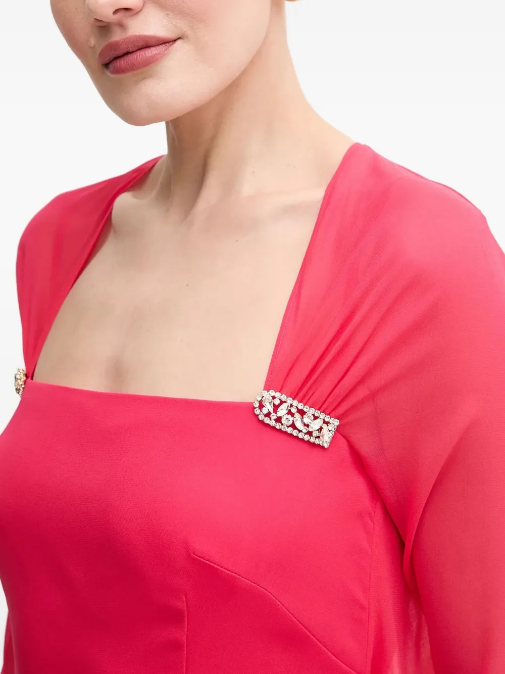 Luisa Spagnoli Crystal-embellished Long-sleeve Midi Dress In Pink