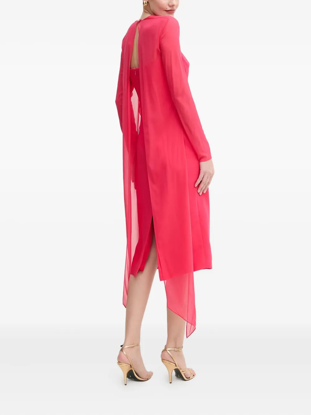 Luisa Spagnoli Crystal-embellished Long-sleeve Midi Dress In Pink