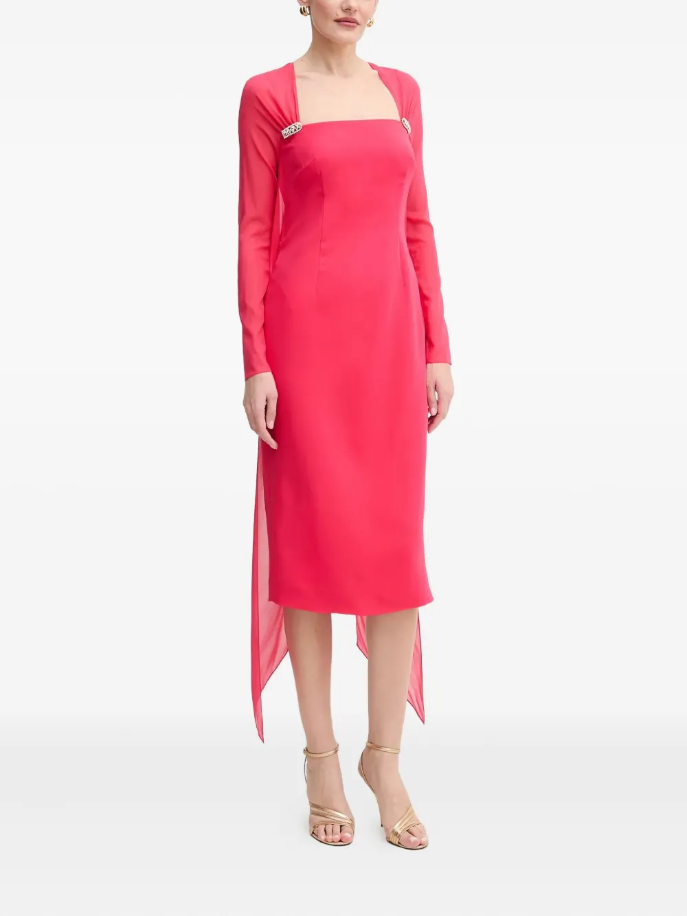 Luisa Spagnoli Crystal-embellished Long-sleeve Midi Dress In Pink