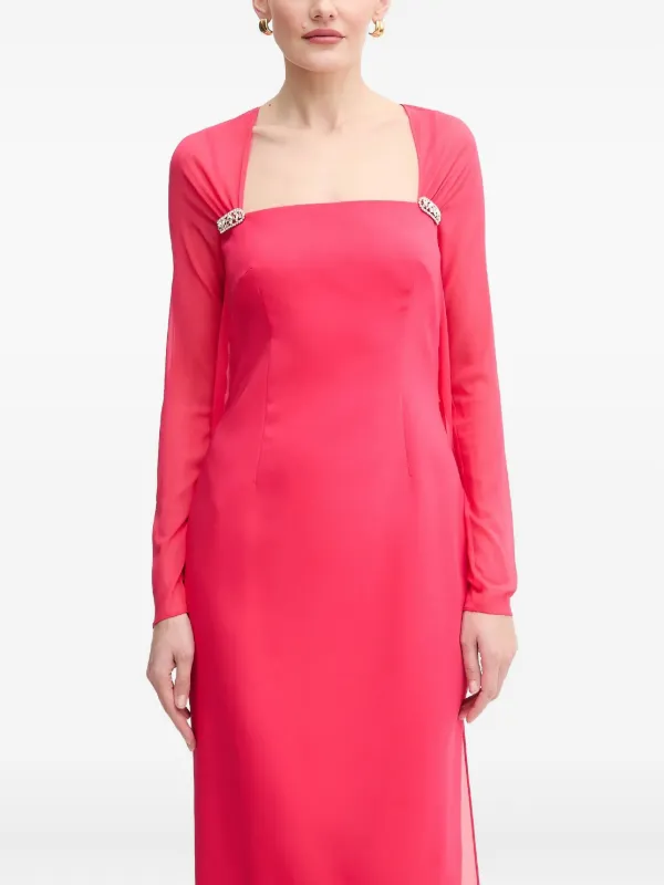 Luisa Spagnoli Crystal-embellished Long-sleeve Midi Dress - Pink Luisa Spagnoli Crystal-embellished Long-sleeve Midi Dress - Pink