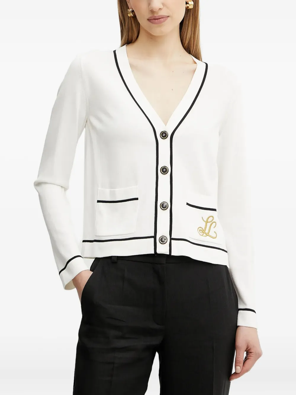 LUISA SPAGNOLI V-neck buttoned cardigan Wit