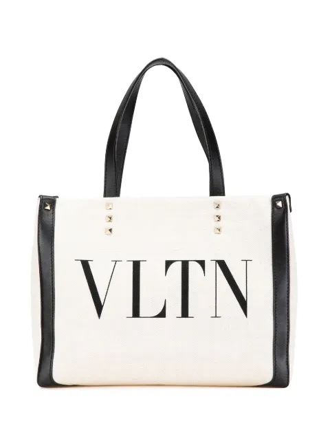 Valentino Garavani Pre-Owned bolsa satchel Rockstud VLTN pequeña de lona 2018-2024