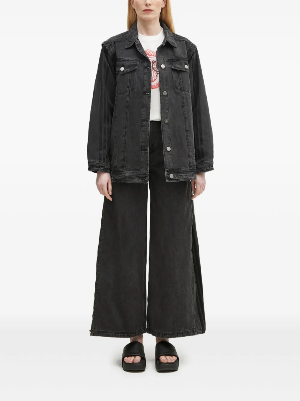 adidas Denim jack met vlakken Zwart