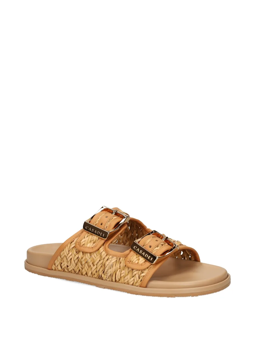 Casadei Birky woven double-buckle sandals Neutrals