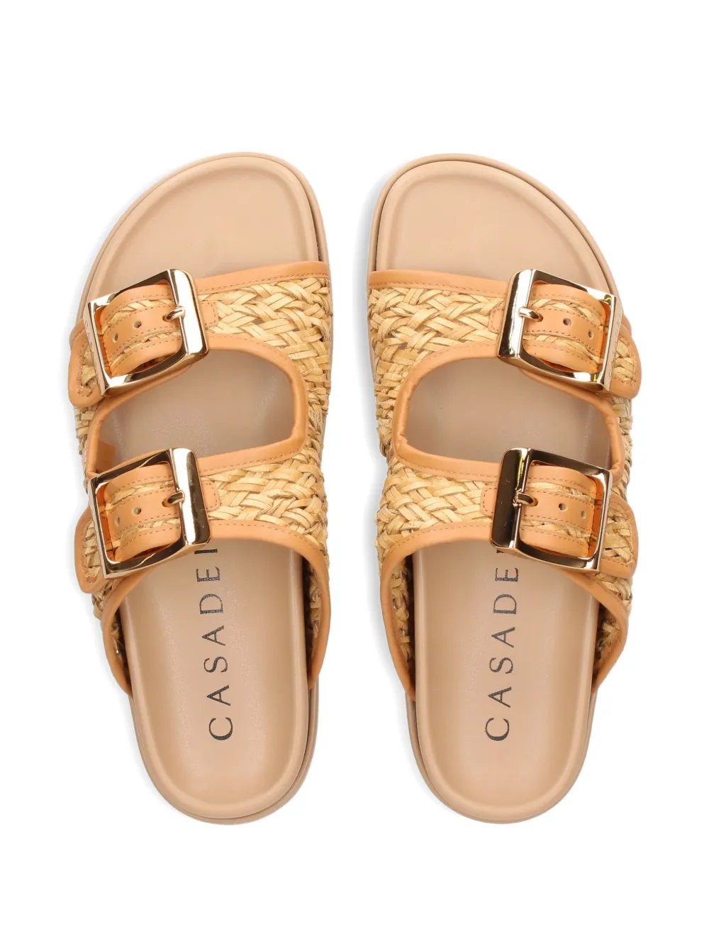 Casadei Birky woven double-buckle sandals Neutrals