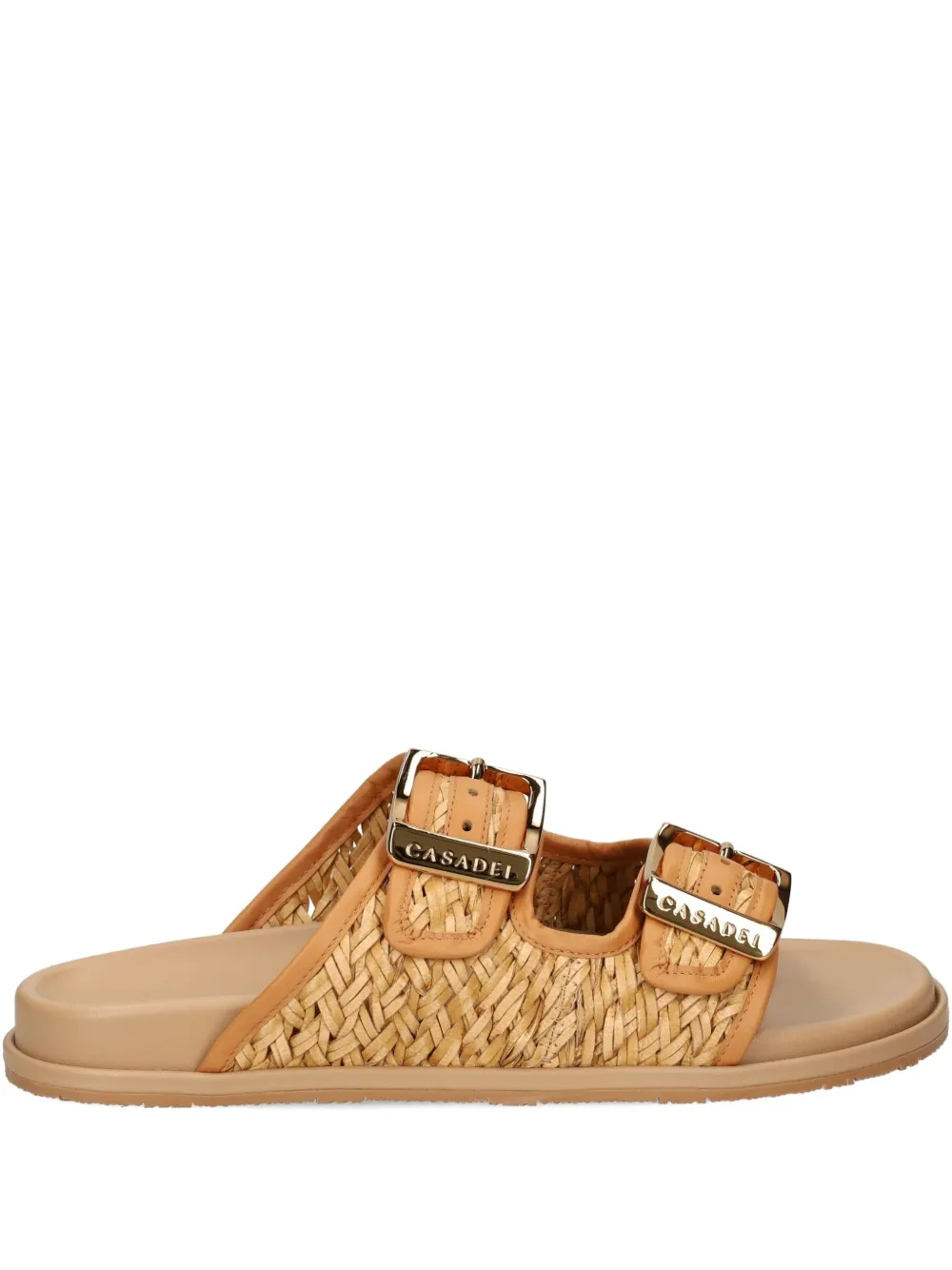 Casadei Birky woven double-buckle sandals Neutrals