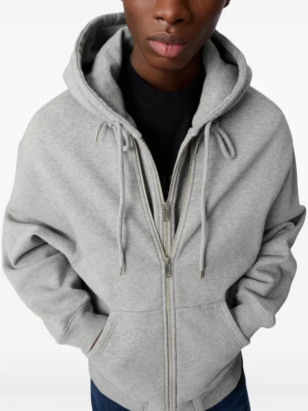 Fleece Full Zip Beige Zip Hoodie Cozy Sweatfleece Boyfriend Zip - Main Image