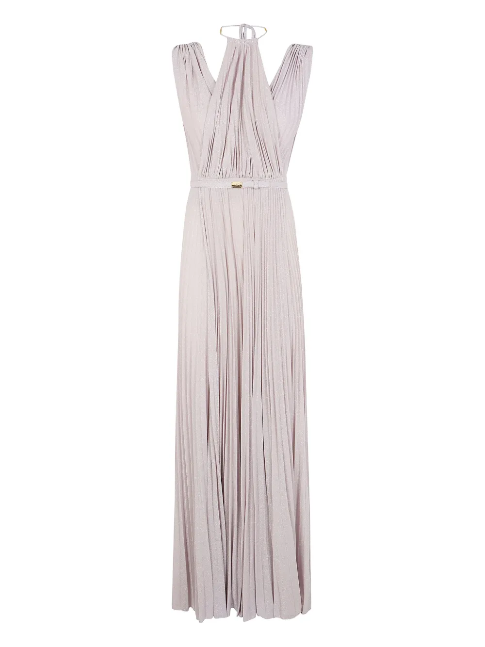 Elisabetta Franchi belted lurex maxi dress Beige