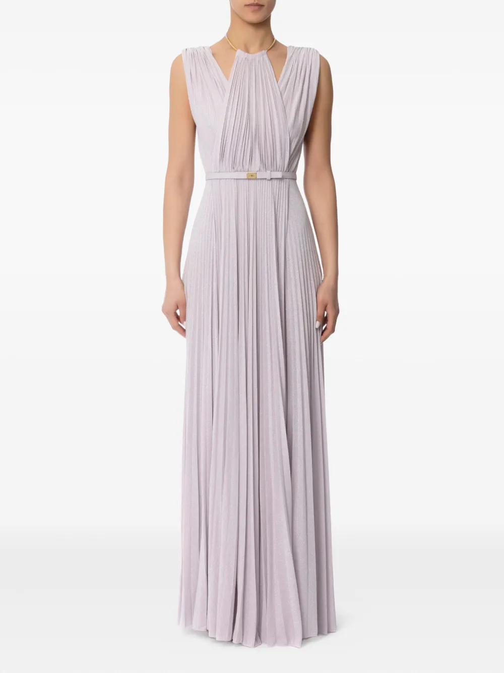 Elisabetta Franchi Maxi-jurk met ceintuur Beige