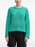 MOSCHINO JEANS open-knit crew-neck sweater - Green