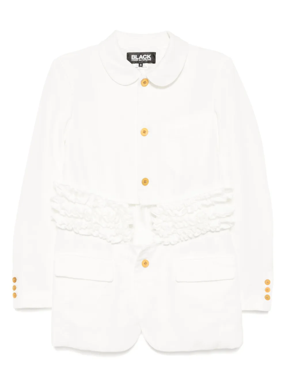 Black Comme Des Garçons ruffle-trim jacket - ホワイト Black Comme Des Garçons ruffle-trim jacket - ホワイト