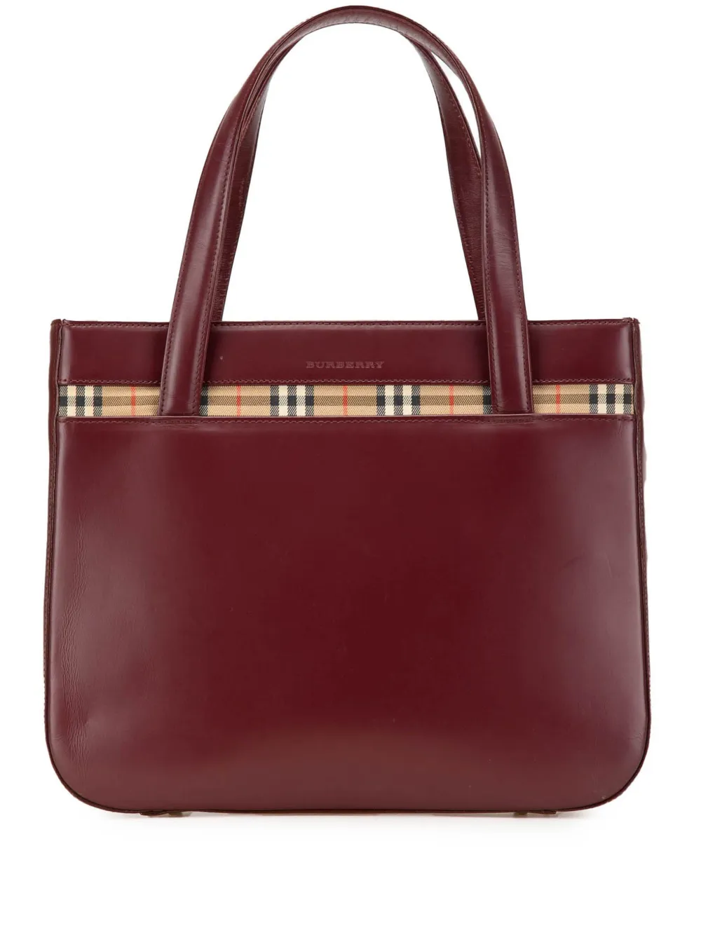 Burberry Pre-Owned 2000-2017 ハウスチェックトリム レザー ハンドバッグ - レッド Burberry Pre-Owned 2000-2017 ハウスチェックトリム レザー ハンドバッグ - レッド