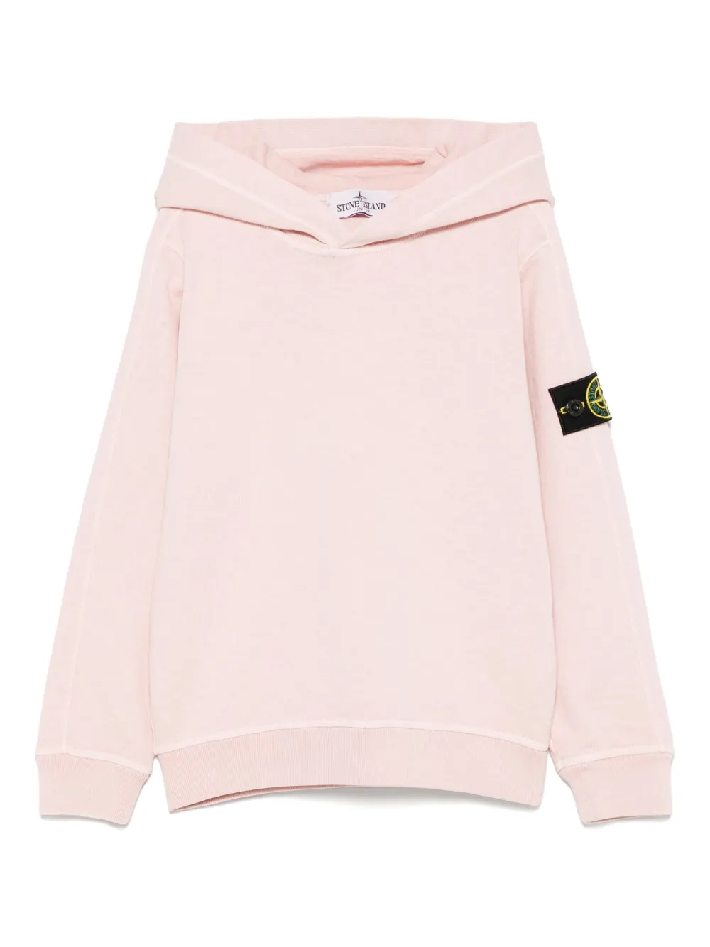 Stone Island Junior Malfilé fleece hoodie Roze