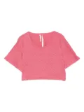 Zhoe & Tobiah chevron scoop-neck T-shirt - Pink