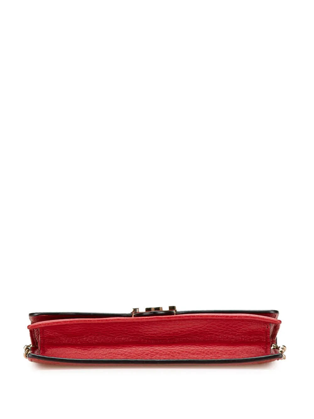 Pre-owned Gucci 2016-2025 Leather Interlocking G Dollar Wallet On Chain Crossbody Bag In Red